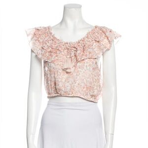 Loveshackfancy Floral Print Scoop Neck Crop Top
Size: S